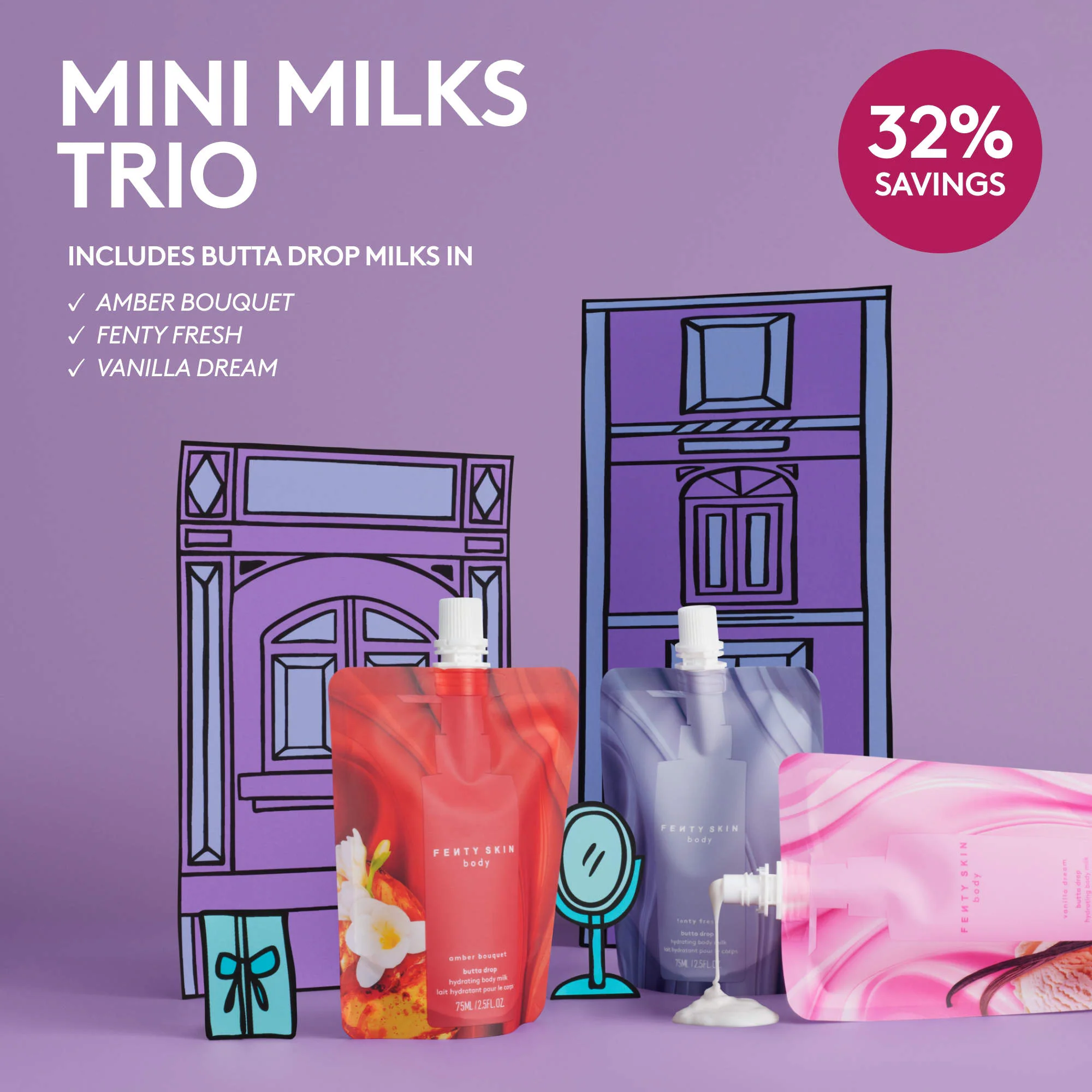 Mini Milks ​Hydrating Body Milk Travel Pouch Trio — image 2