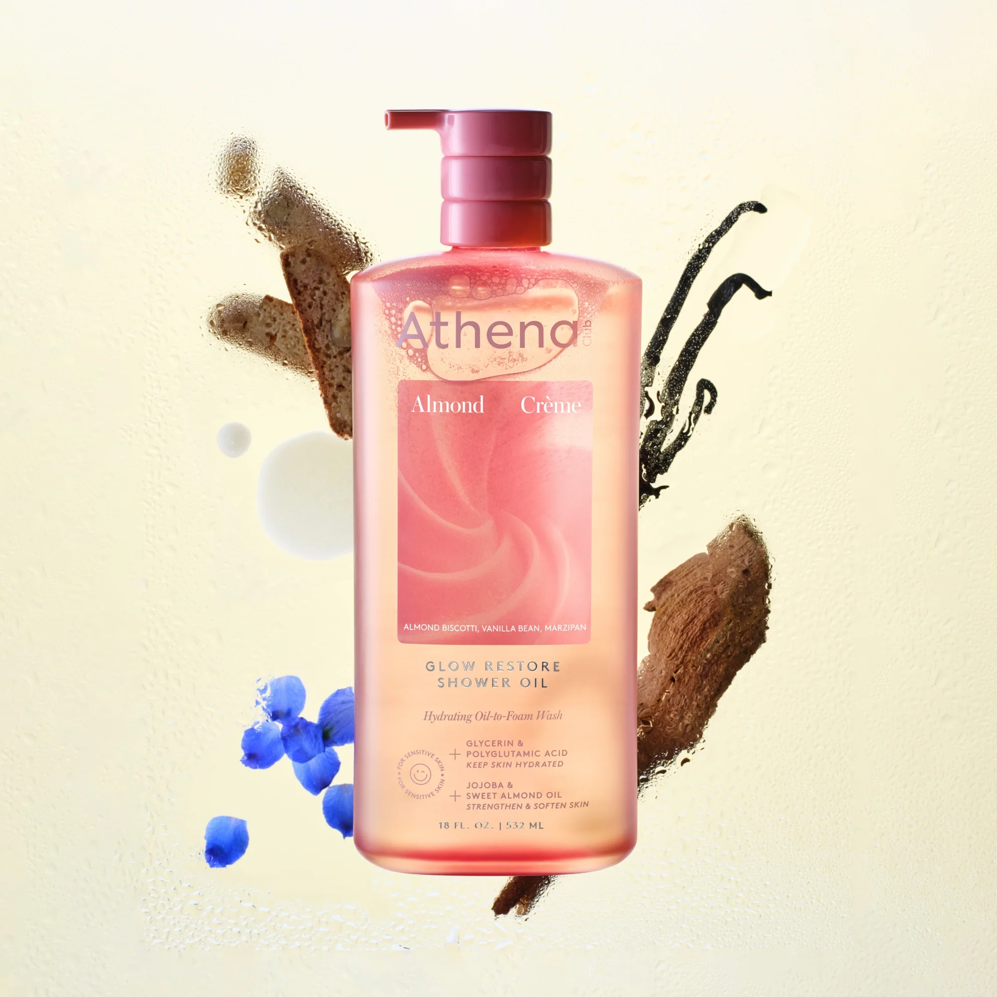 Glow Restore Shower Oil (532ml) Almond Crème — image 2