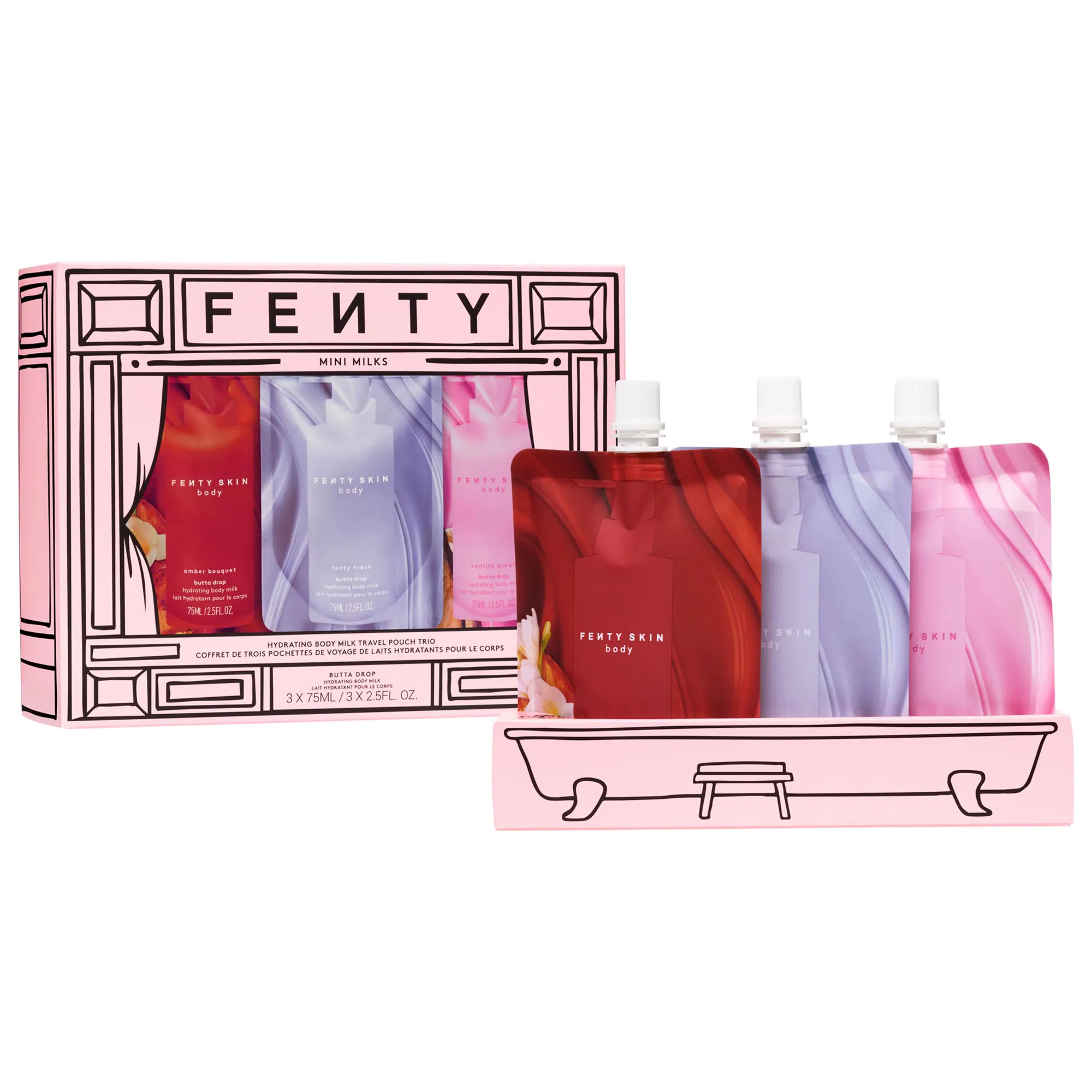 Mini Milks ​Hydrating Body Milk Travel Pouch Trio