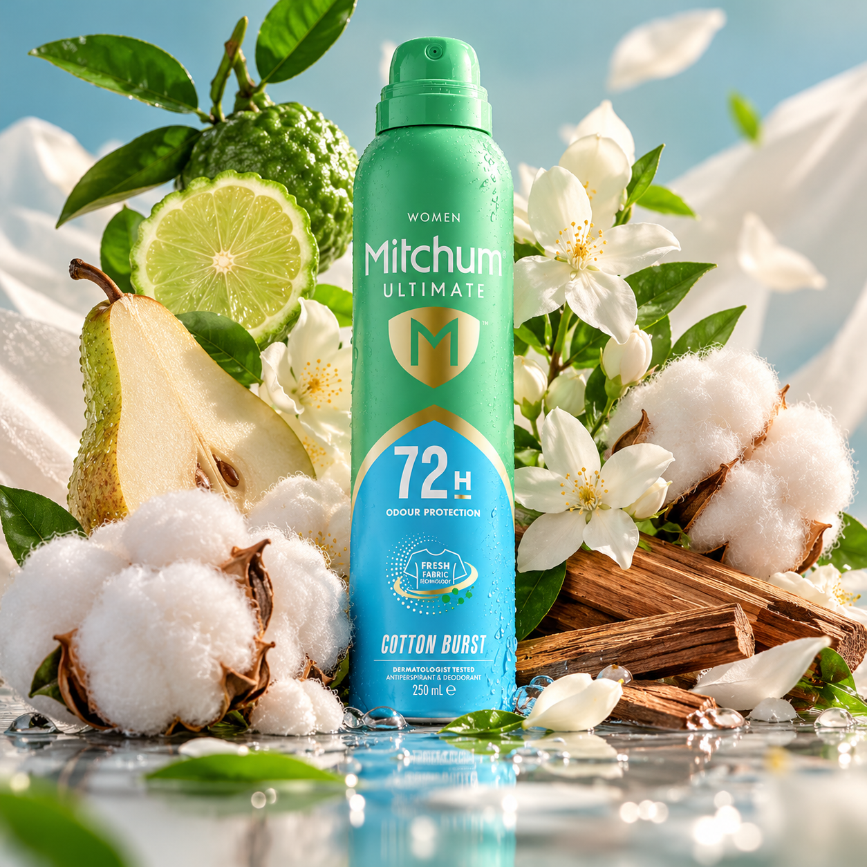 Women’s Antiperspirant & Deodorant Spray (250ml) Cotton Burst — image 3