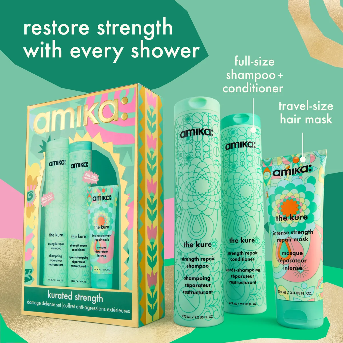 Kurated Strength Wash & Care Shampoo + Conditioner + Mask Set — image 2